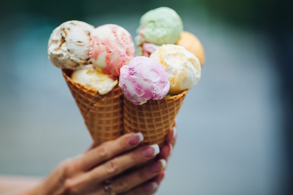 Ice cream in cones